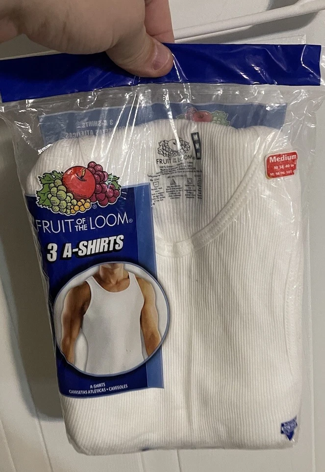 Vintage Fruit of The Loom Old Stock Blank White Tank Top Athletic Shirts 80s