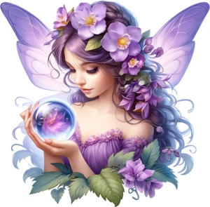 Lila Blume Fee Mond Vinyl Aufkleber Sticker Mehrzweck Laptop Telefon Wand WC - Bild 1 von 2