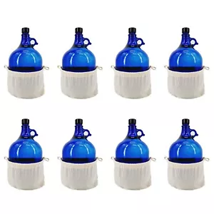 Glasballon blau 5 Liter mit Baumwollbeutel-Natur 8er-Set - Bild 1 von 4