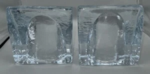 BLENKO by Wayne Husted Sculptural Wedge Bookends Mid Century Modern Art Glass - Picture 1 of 11