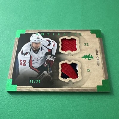 2013-14 Mike Green #/24 3 COLOR PATCH & Jersey Card Capitals NHL #65 Artifacts - Image 1 of 4