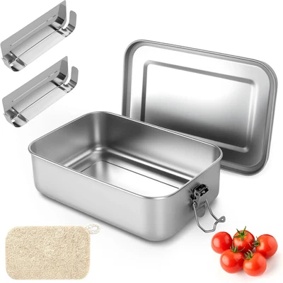 Lunch Box in Acciaio Inox 1400Ml,Scatola per Pranzo Sostenibile,Scatola per Il P - Immagine 1 di 4