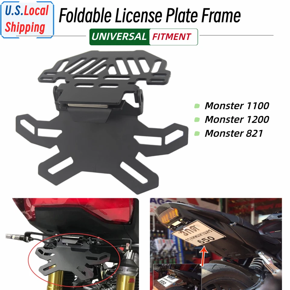 Suporte de placa de licença dobrável universal para Ducati Monster 1100 1200 821 - Imagem 1 de 4