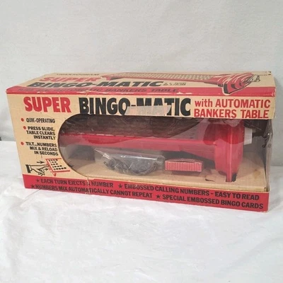 Transogram Vintage 1961 Super Bingo Matic Bingo Game Cards Tokens Original Box - Image 1 of 4