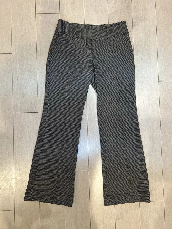 Ann Taylor Petites, Preto E Castanho, Gingham, Boot Cut, Calças Algemadas, Tamanho 2P - Imagem 1 de 4