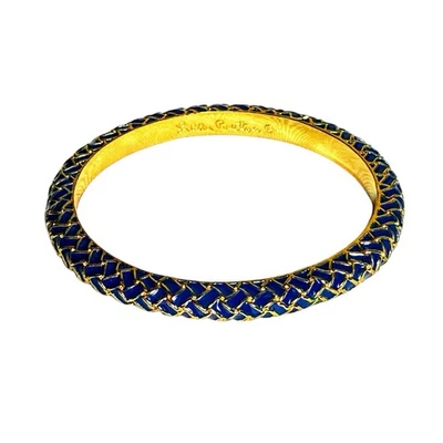 Lily Pulitzer Gold Tone Navy Blue Enamel Bangle Bracelet Beautiful - Image 1 of 3