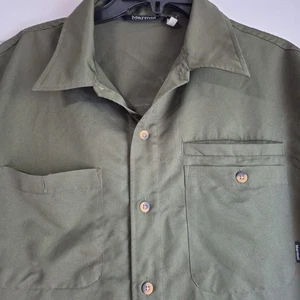 Marmot Shirt Mens Medium Button Short Sleeve Green - Picture 1 of 10