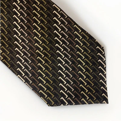 Covington Mens 100% Silk Neck Tie Neutral Colors Geometric Pattern 58”x3.75” - Image 1 of 3