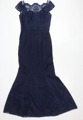 Vestido de sirena de encaje azul marino Chi London para mujer Reino Unido 10 fiesta formal Foto 1 de 4