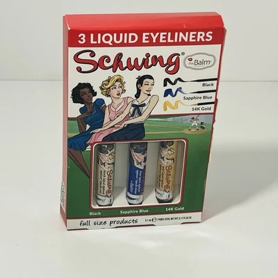 theBalm Schwing Holiday Trio Liquid Eyeliner- Black, Blue, Gold - Image 1 of 4