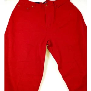 Pantalones de mezclilla para mujer Bill Blass rojos de ajuste fácil - talla 12 Petite - NUEVO con etiquetas - Imagen 1 de 5