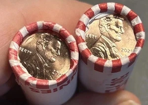 2025 P & D LINCOLN CENT PENNY ROLLS  - Sealed Original Bank Wrap Rolls. - Picture 1 of 3