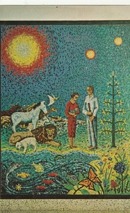 Künstlerpostkarte Die Erschaffung eines Mosaiks von Gregor Goethals am Eingang - Bild 1 von 2