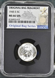 1945 S Jefferson Nickel NGC MS-66 5FS Original Bag Series Relic Label 3019 - Picture 1 of 2