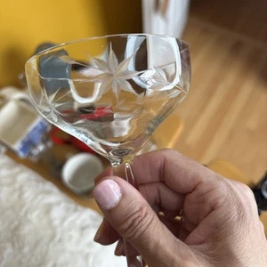 Clear Starburst Floral Etched Champaign Glass 1940-70’s - Picture 1 of 9