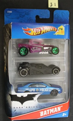 Hot Wheels Batman 3 Pack Joker Bone Shaker, Dark Knight Batmobile Ford Fusion 31 - Image 1 of 2