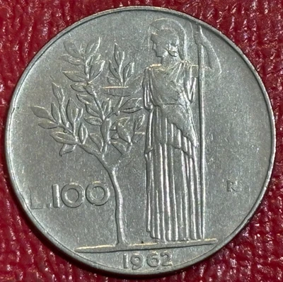 HIGH GRADE 1962 R ITALY  100 LIRE COIN-GODDESS MINERVA-OCT178 - Image 1 of 2