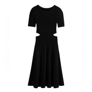 NUOVO abito maglione Boden ritaglio maglia a costine midi nero linea A vestito che esce - Foto 1 di 14