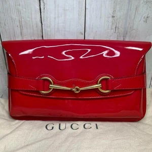 GUCCI Horsebit Second Bag Clutch Tasche Rot Lackleder Gebraucht Authentisch J... - Bild 1 von 20