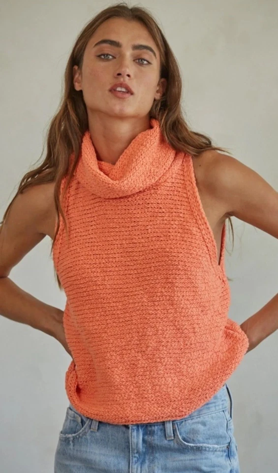 Suéter regata By Together gola alta coral 100% algodão tamanho médio - Imagem 1 de 4