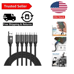 10ft Braided USB C Cables: 5-Pack for Galaxy & iPhone - And Fast Data Transfer - Picture 1 of 9