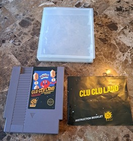 Clu Clu Land Nintendo NES Authentic Cartridge + Manual No TM Nice Shape Rare