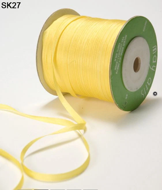 1/8 Inch Silk Ribbon - May Arts - SK27 - Yellow - 10 yards - Image 1 of 1
