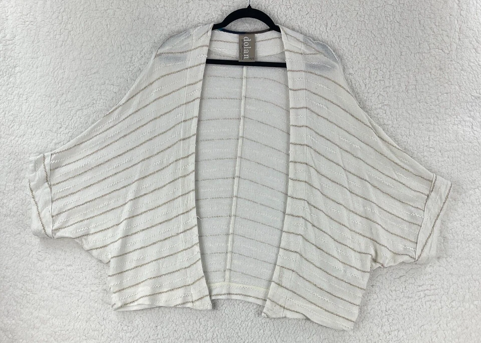 Cárdigan suéter Dolan para mujer talla XS/S marfil a rayas manga Dolman frente abierto Foto 1 de 4