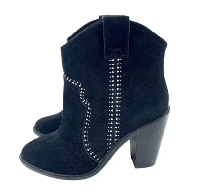 Joie Boots Black Suede Leather Studded Ankle Bootie SZ 38.5 EU NEW $365 SH31 - Image 1 of 4