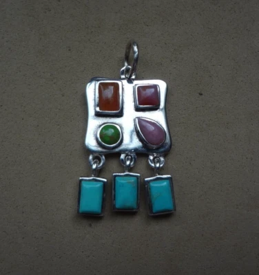 COLGANTE MULTIPIEDRAS PRECIOSAS PLATA ESTERLINA BARS Foto 1 de 4