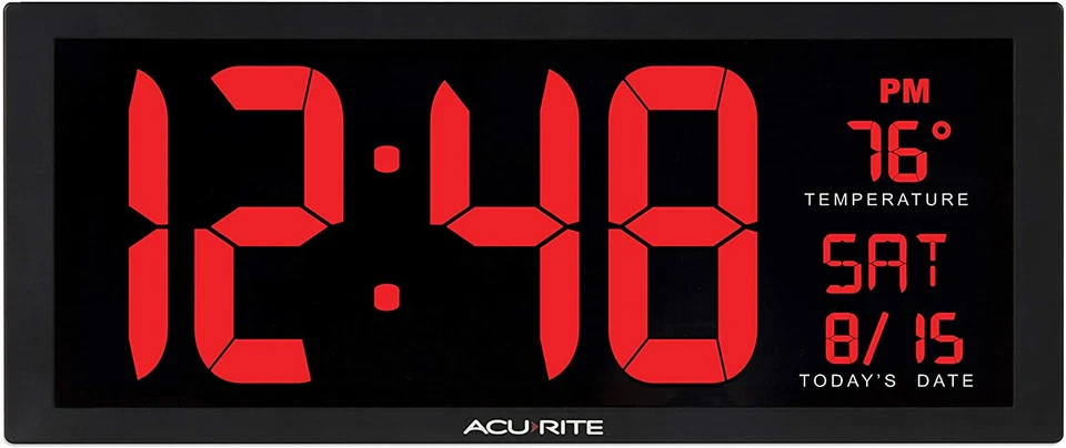AcuRite Large Digital LED Oversized Wall Clock with Date and Temperature - Image 1 of 4