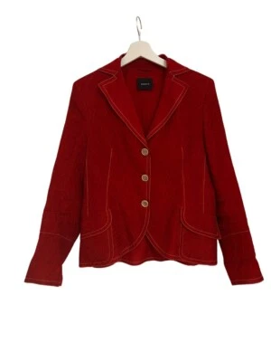 Blazer Akris Jacquard Estructurado Seda ROJO Tres Botones Talla US 10 F 42 D 40 Foto 1 de 4