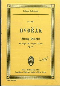 Dvorak ~ Quatuor À Cordes Es Majeur Op. 51 - Partition D'Étude - Picture 1 of 1