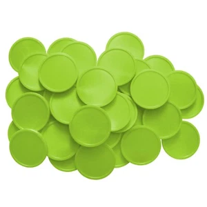 100 Pieces Lime Green Plastic Tokens Reward Math Counters Drink Coupon Chips - Picture 1 of 4