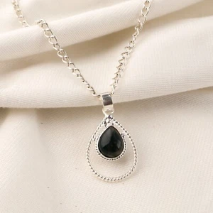 Colgante étnico bisel cumpleaños hermana piedras preciosas ágata musgo facetado plata de ley - Imagen 1 de 6