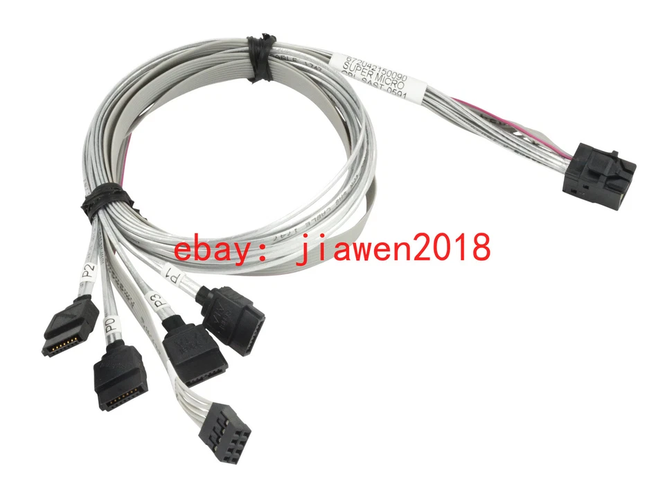 SuperMicro CBL-SAST-0591 Cross-over Mini SAS HD to 4 SATA w/SB, S. 75cm. 30AWG - Bild 1 von 1