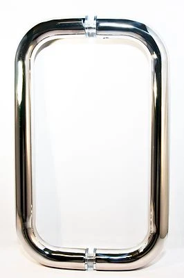 8" CHROME - Shower Glass Door Pull Handle -  Back to Back Frameless  - Image 1 of 2