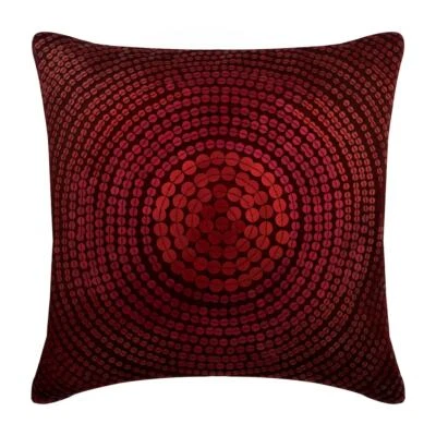 Square Throw Pillow Case Red 16"x16", Home Decor Silk Fabric - Dots of Cheer - Image 1 of 3