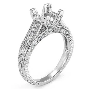 Anillo de compromiso de platino semi montaje de boda de diamantes princesa redondo VS2 G 0,50 quilates VS2 G  - Imagen 1 de 2