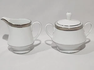 Vintage Noritake Queen's Platinum Sugar Jar And Creamer Replacement - Picture 1 of 9