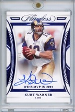 2022 Panini Flawless Kurt Warner Achievements Auto Autograph Sapphire #d 4/5