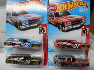 Hot Wheels 70 chevelle wagons daredevil set of 4 colors n - Picture 1 of 6