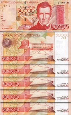 Venezuela 50000 Bolivares 2006, UNC, 5 Pcs LOT, Consecutive, P-87b - Image 1 of 4