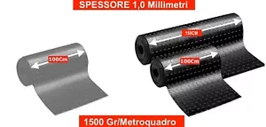 TAPPETO GOMMA NERO GRIGIO PVC COPERTURA PAVIMENTO LARGO 100/150 BOLLO BULLONATO - Foto 1 di 7