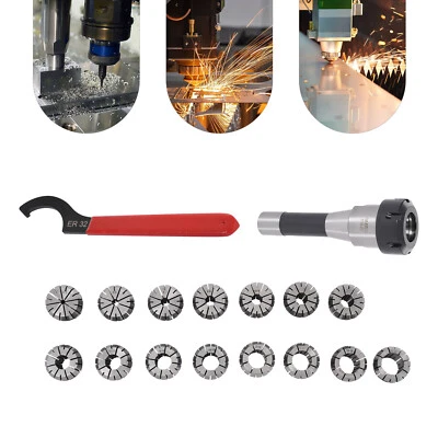 R8 Collet Set, R8 Collet Set with 15 PCS ER32 Collets R8 ER32 Collet Chuck Set - Image 1 of 4