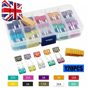 120Pcs Mini Blade Fuses Boxed Assorted Car Van Bike Fuse Set 5 10 15 20 25 30A - Picture 1 of 12