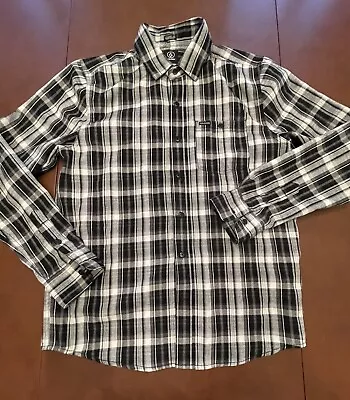 Men's Volcom Button Up PLAID Flannel Shirt~Casual Skate Plaid Classic Fit - Image 1 of 4