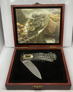 ๐ Locomotive Train Stainless Steel Folding Pocket Knife Lock Back 3โ Cowboys - Picture 1 of 15