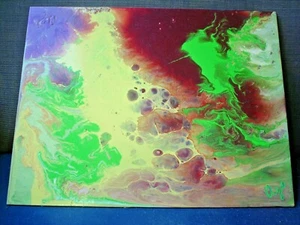 ABSTRACT PAINTING BY ARGO SIGNED 48 X 37 cm AVALANCHE CIRCA 1996 ORIGINAL - Imagen 1 de 3