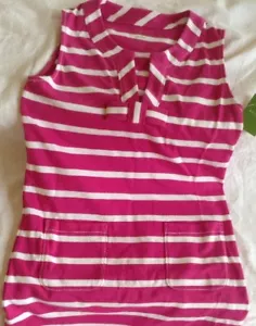 Neu Kate Spade S Tropen Kleid gestreift rosa/weiß Schleife Baumwolle Strick Neu mit Etikett - Bild 1 von 7